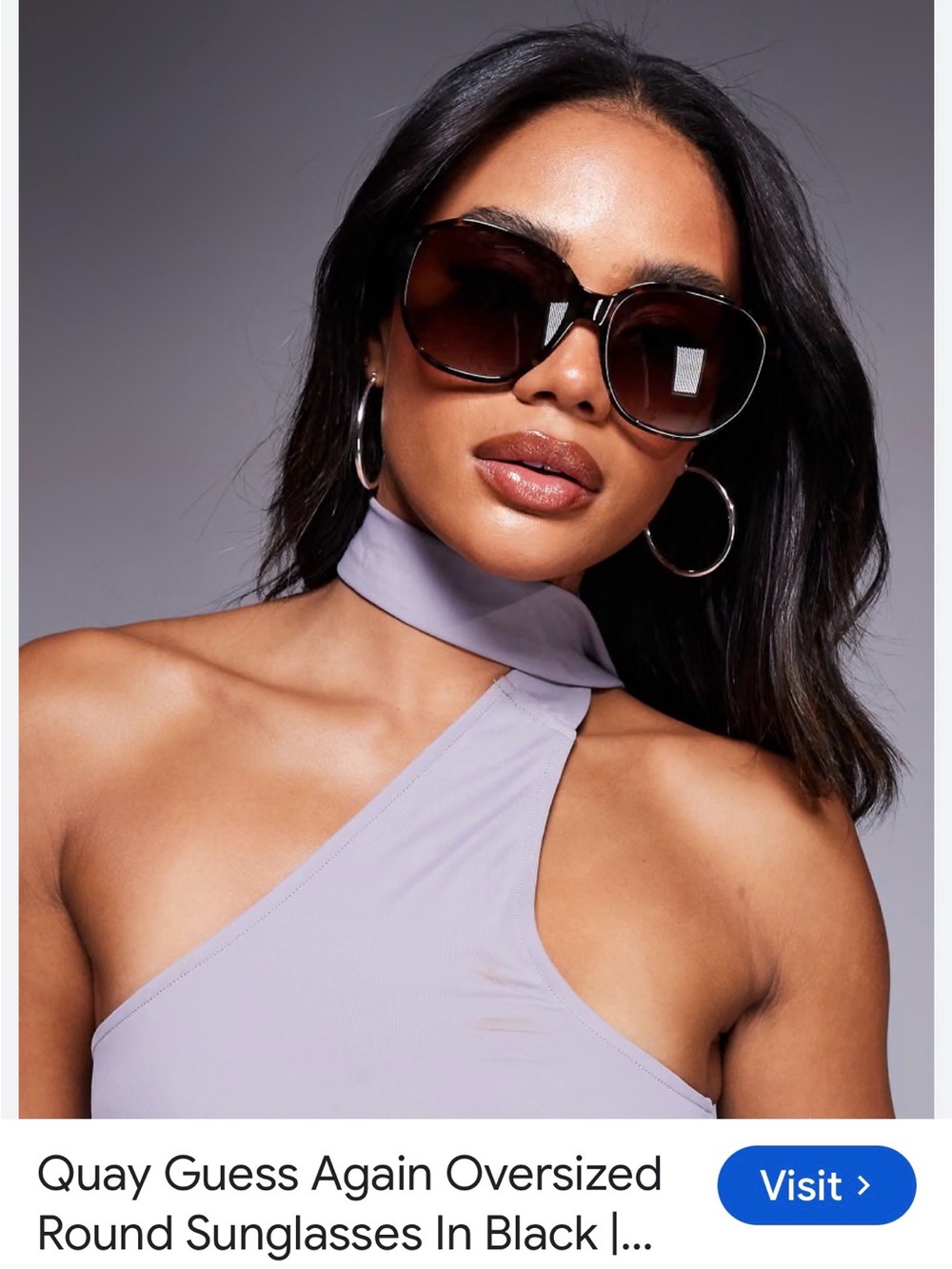 Quay Australia Black Frame Sunglasses with Purple Lenses - Round Fashion